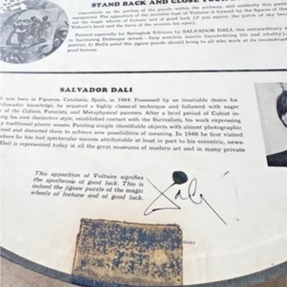 Vtg  '65 Springbok Double Image Art Apparition Voltaire Salvador Dali Puzzle - Picture 10 of 14